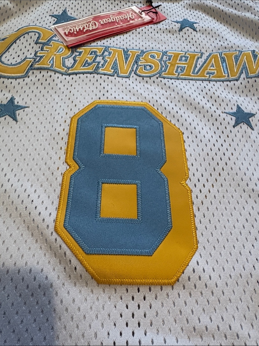 Crenshaw #8 Basketball Jersey in White and Teal - Picture 3 of 6